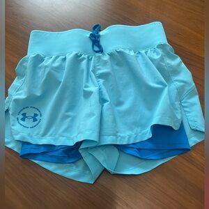 Under Armour Light Blue Athletic Shorts with Blue Liner Size Small